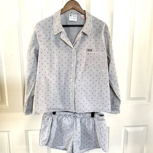 Dream Figs Poplin Loungewear Pajamas Heart Cardiology EKG Motif L